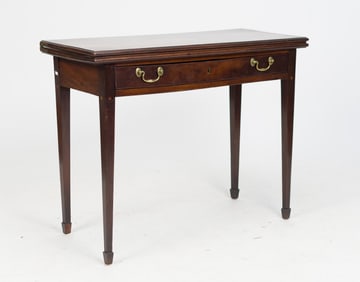 LATE 18TH C. PHILADELPHIA CARD TABLE WITH DRAWER.