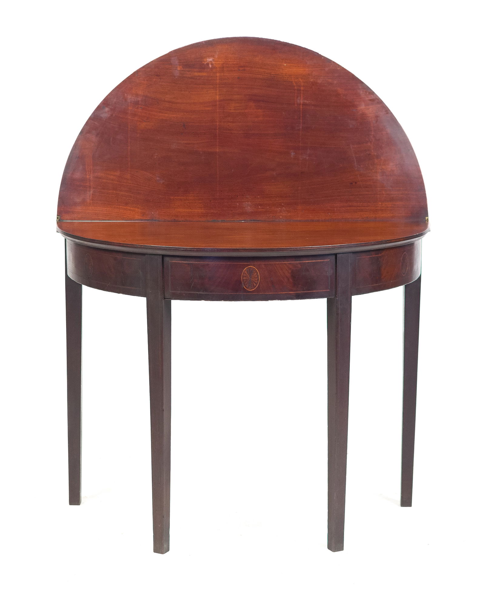 19TH C. FEDERAL RHODE ISLAND INLAID CARD TABLE. (1 of 12)