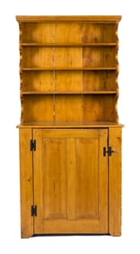 EARLY 19TH SET BACK CUPBOARD.
