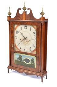 SETH THOMAS PILLAR AND SCROLL MANTLE CLOCK.