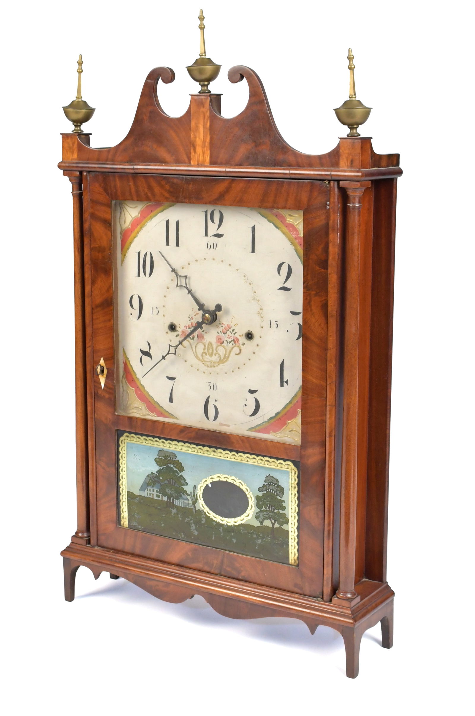SETH THOMAS PILLAR AND SCROLL MANTLE CLOCK. (1 of 12)