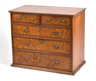 18TH C. QUEEN ANNE BOSTON MAPLE/WALNUT CHEST.