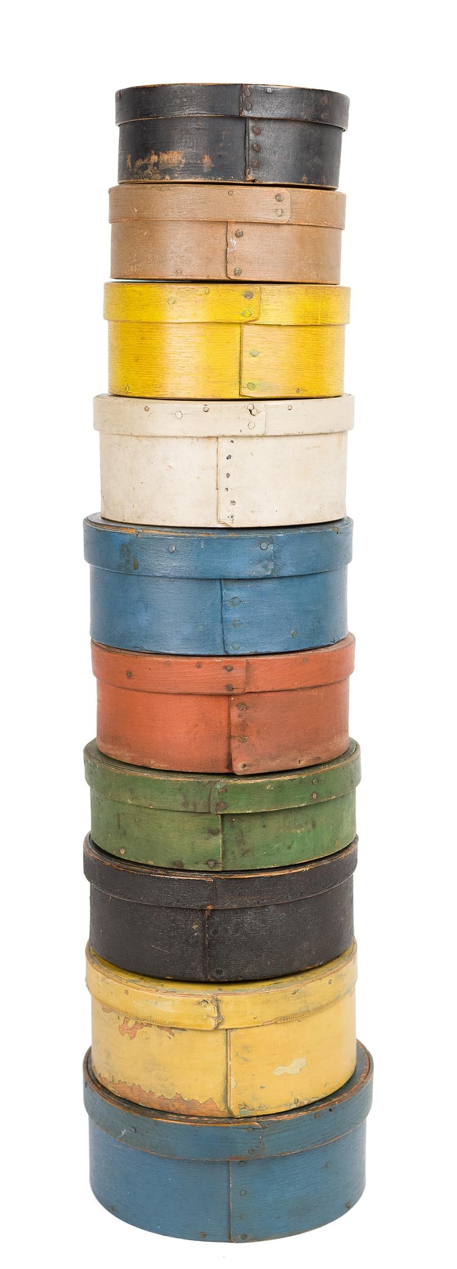 TEN 19TH C. STACKING PANTRY BOXES. (1 of 20)