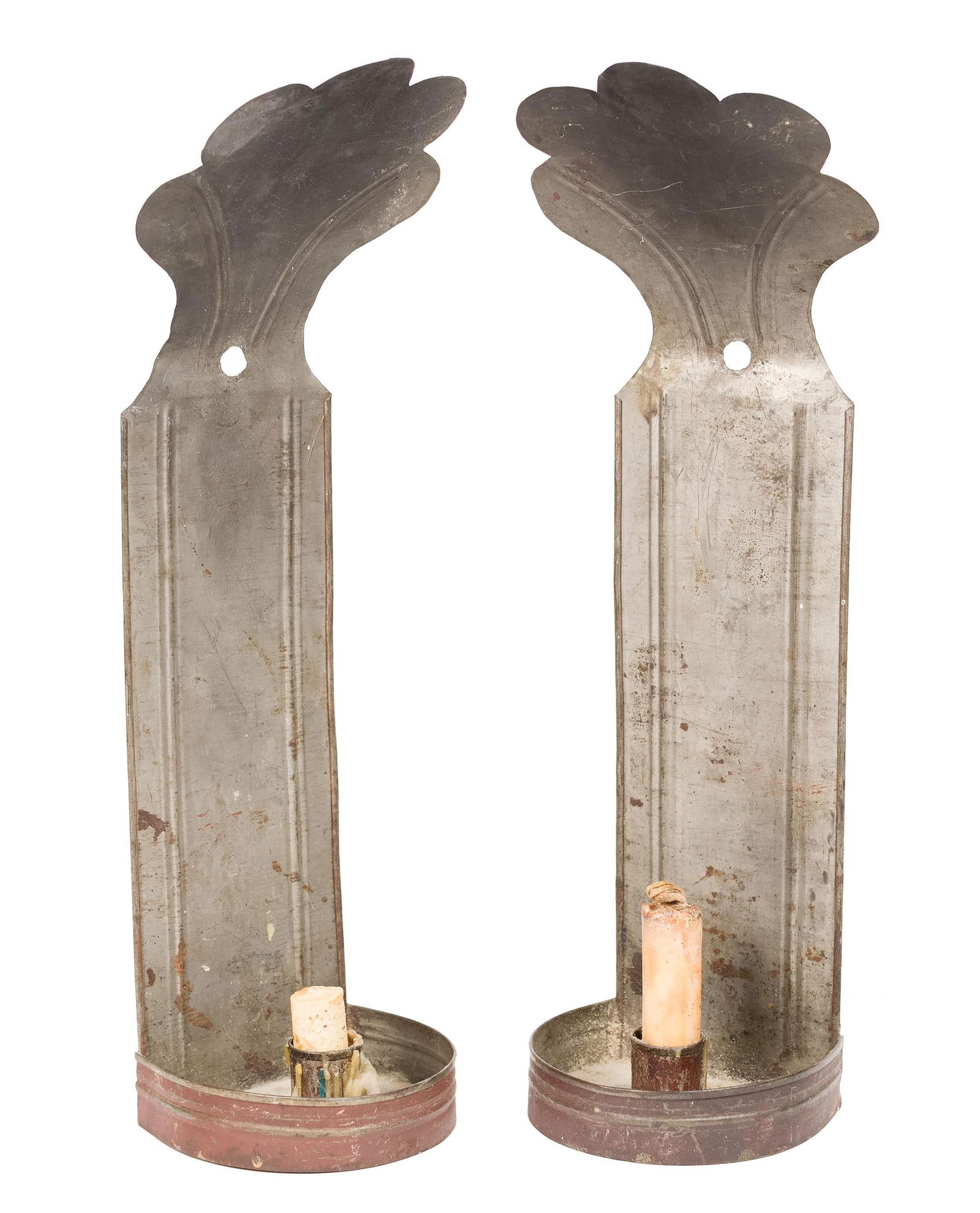 PAIR 19TH C. TIN CANDLE SCONCES. (1 of 10)