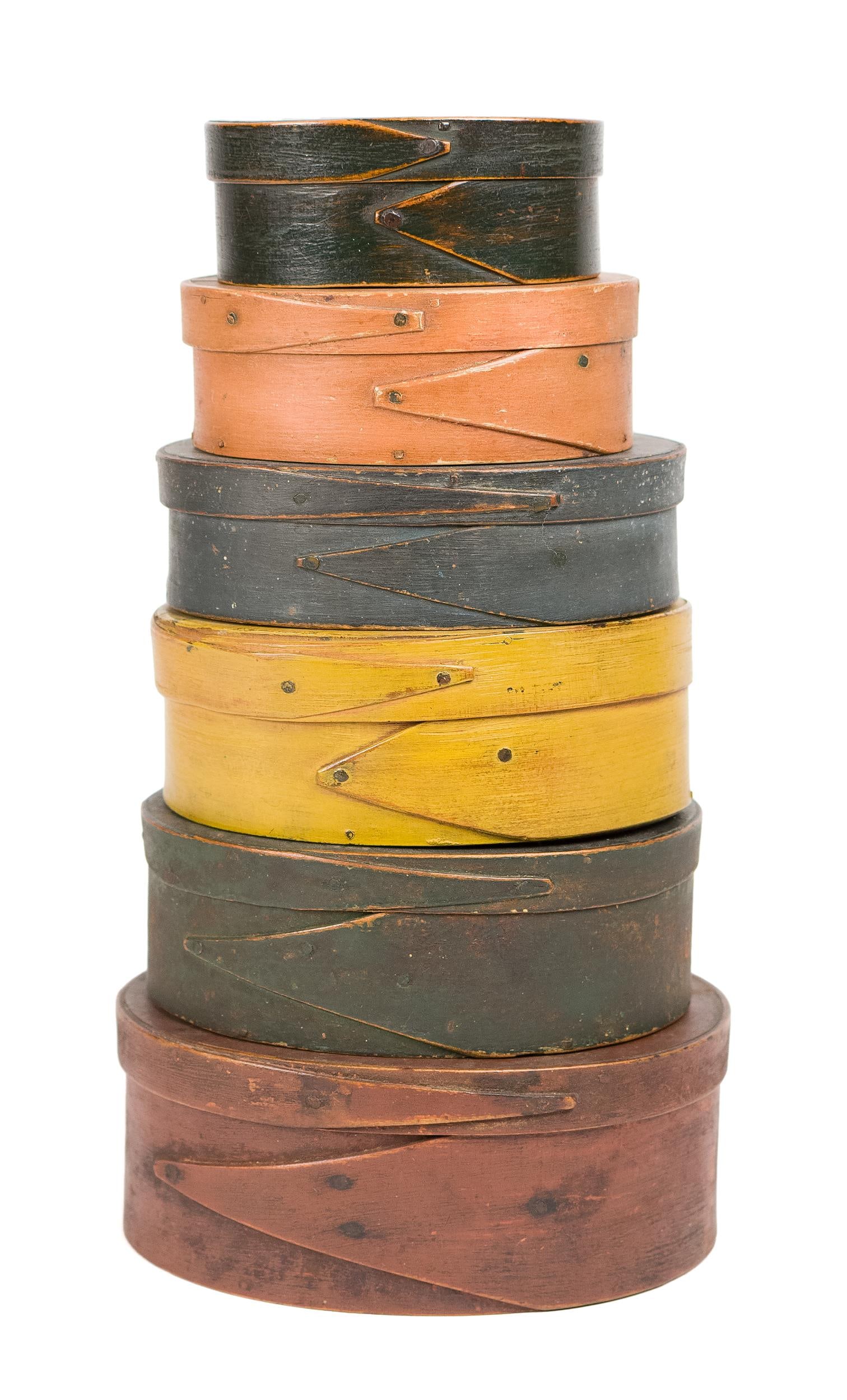 19TH C. PAINTED OVAL FINGER BOXES. (1 of 17)