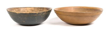 TWO EARLY PAINTED BEEHIVE BOWLS.