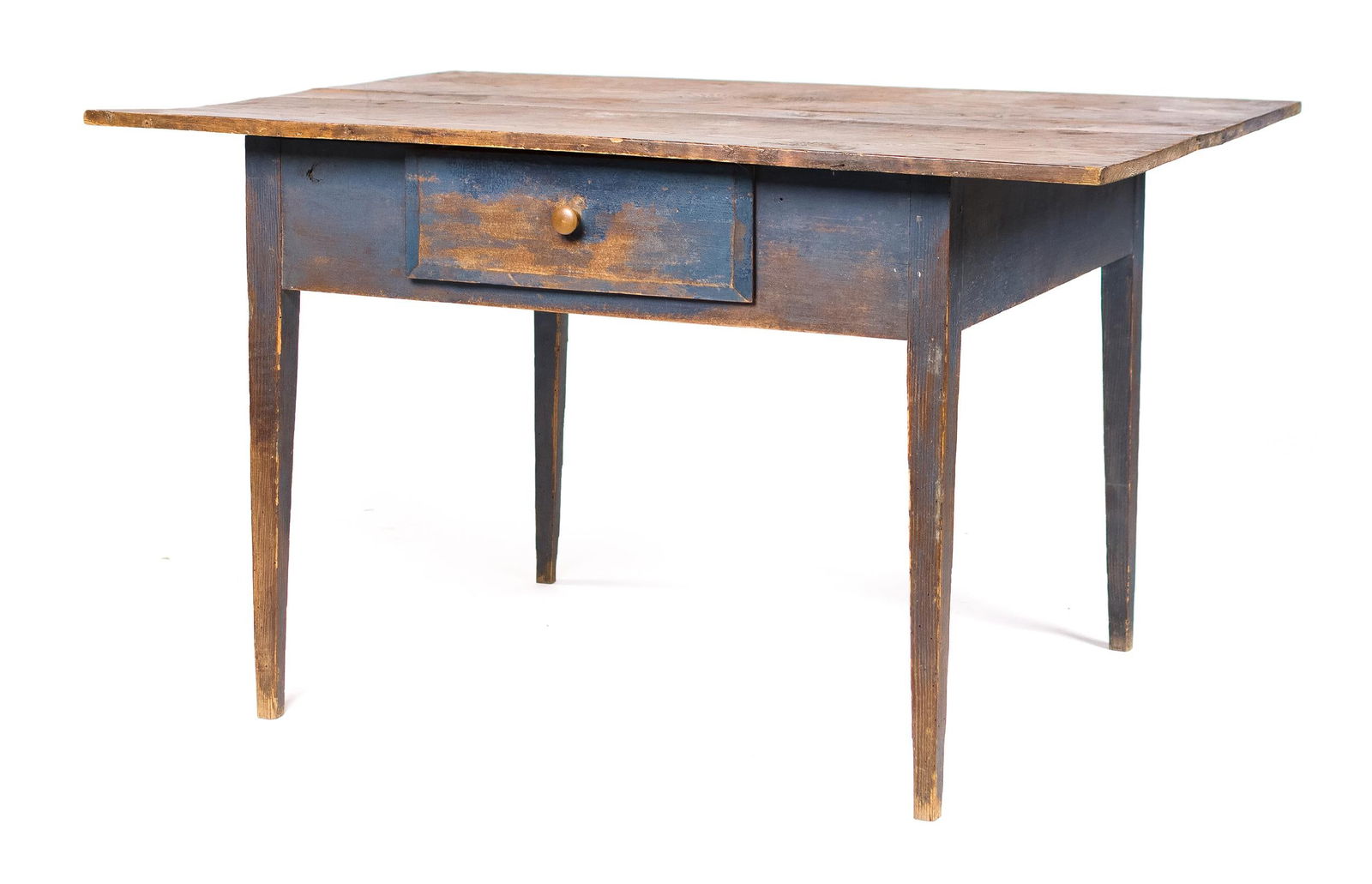 19TH C. BLUE PAINTED TAVERN TABLE. (1 of 16)