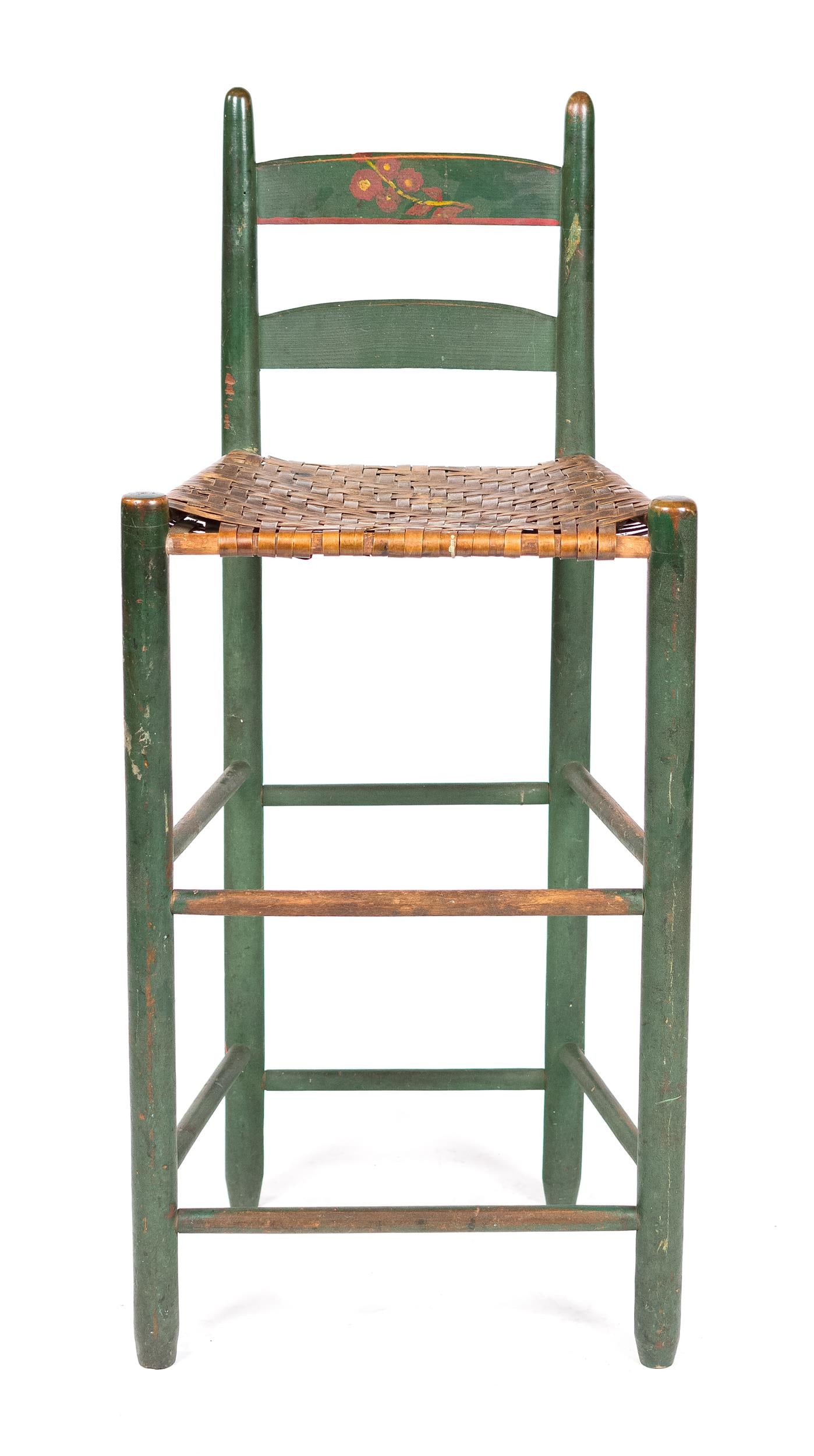 19TH C. PAINT DECORATED WEAVER'S CHAIR. (1 of 13)