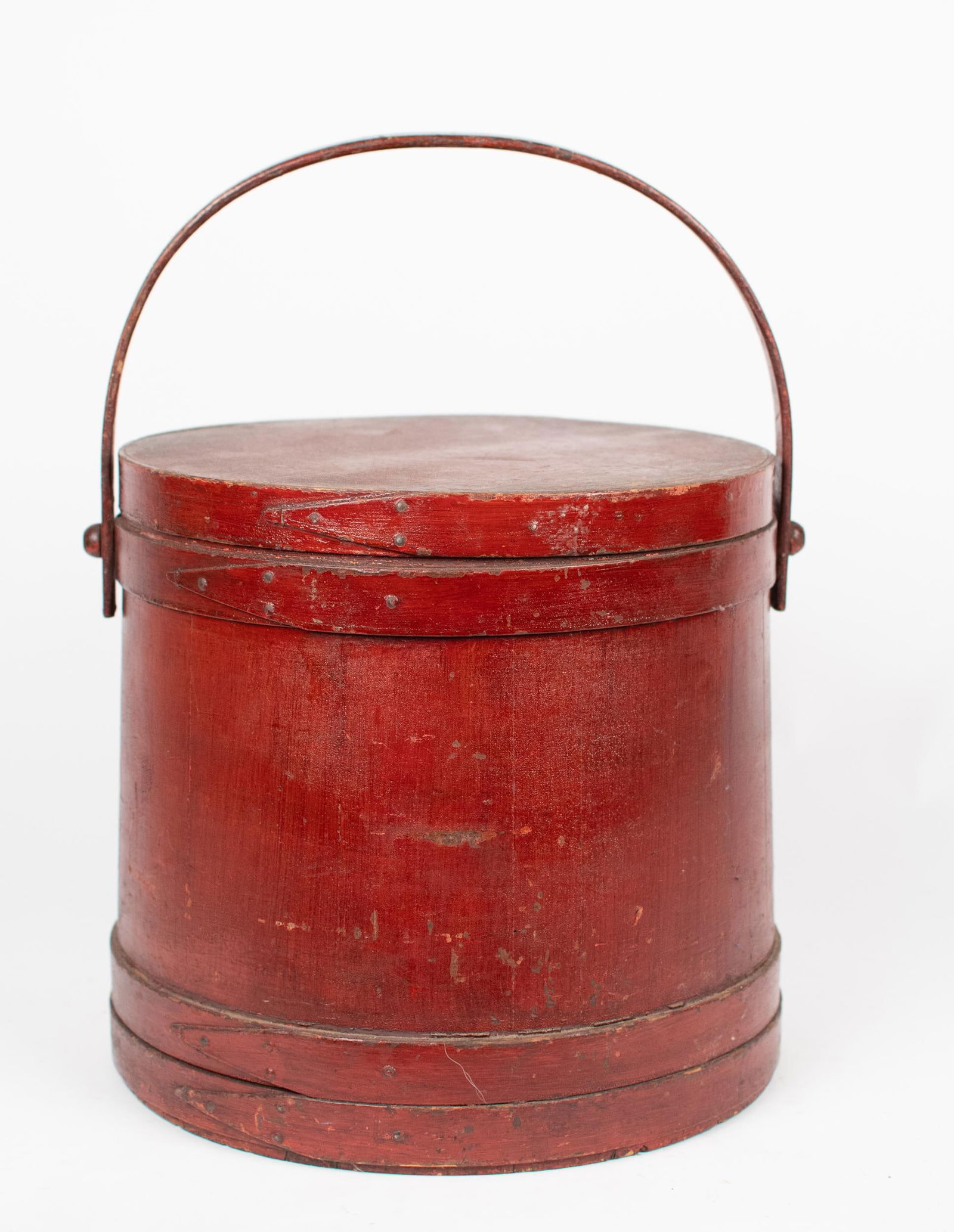 LARGE CHOICE 19TH C. RED PAINTED FIRKIN. (1 of 15)