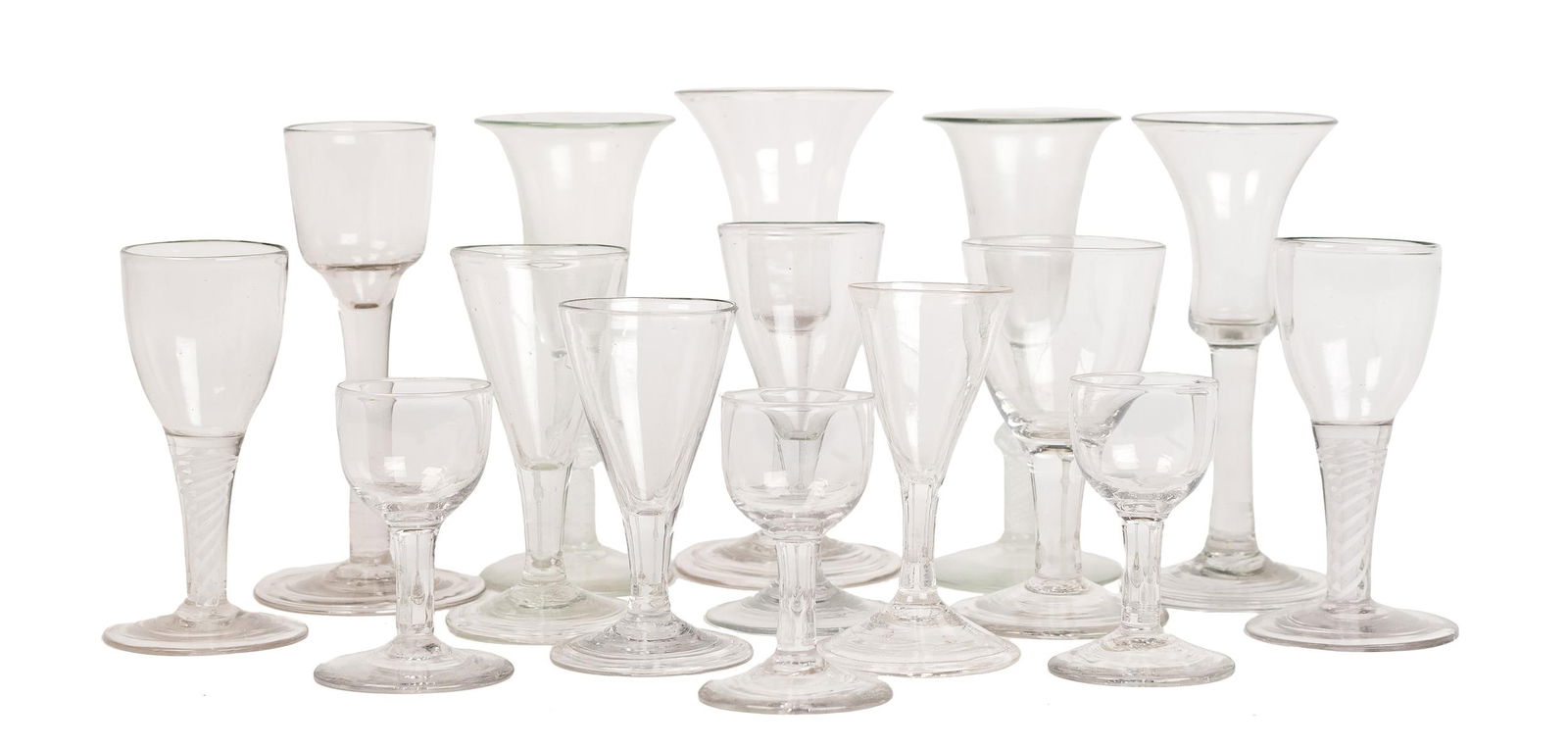 EARLY BLOWN GLASS WINES & CORDIALS. (1 of 9)