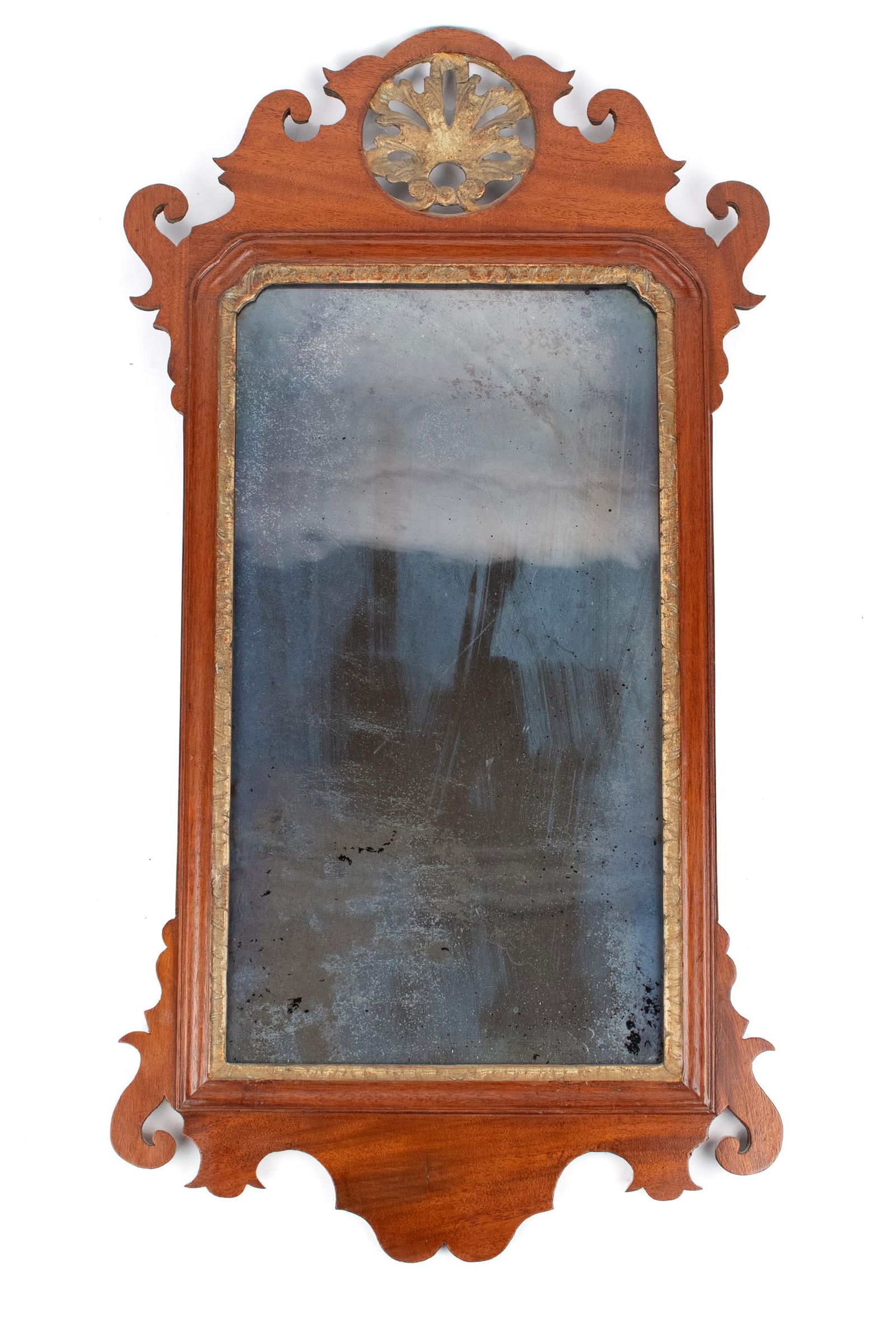 18TH C. CHIPPENDALE WALL MIRROR. (1 of 5)