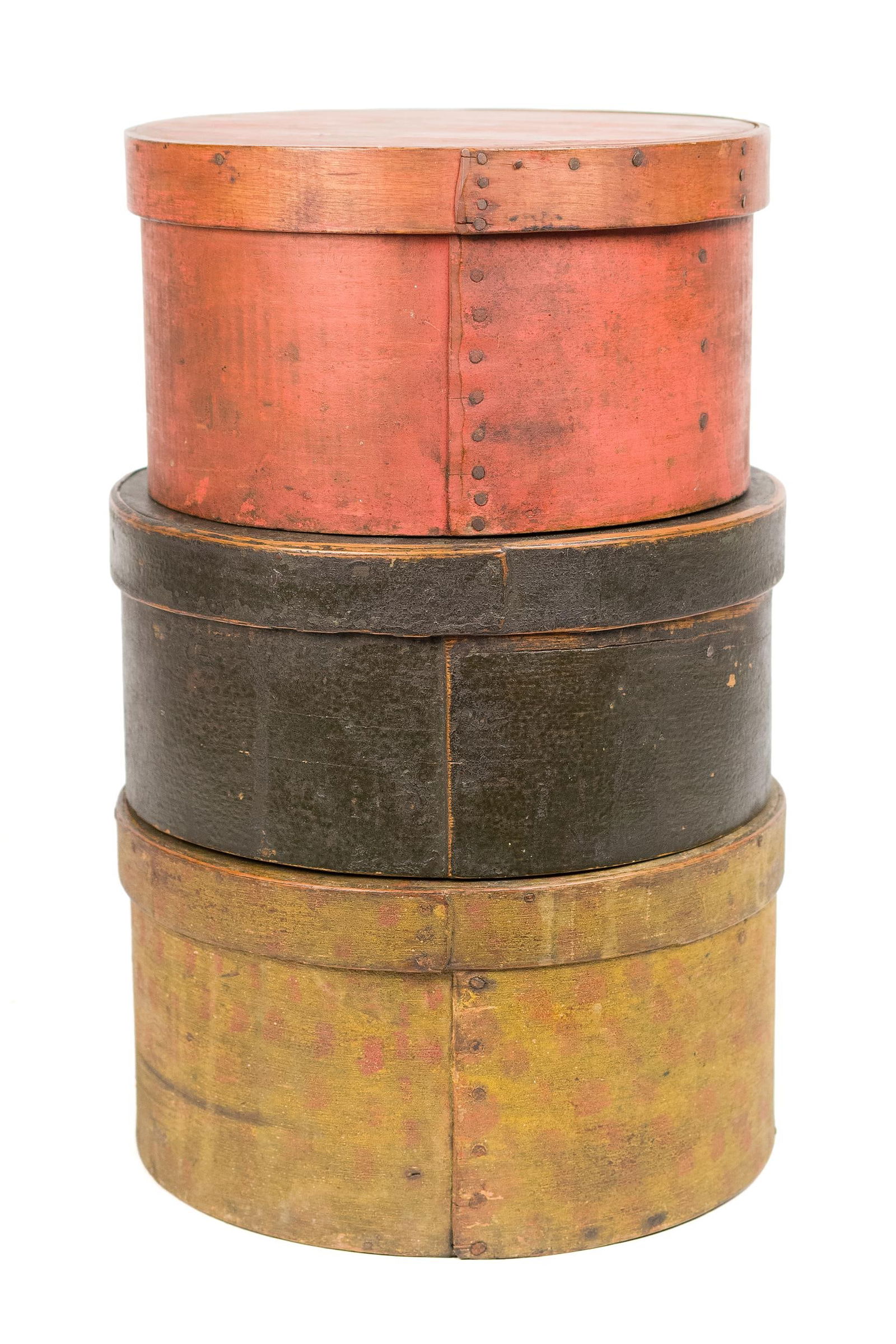 THREE LARGE 19TH C. PAINTED PANTRY BOXES. (1 of 13)