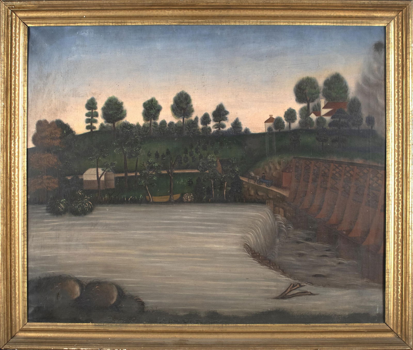 19TH C. PRIMITIVE OIL PAINTING. (1 of 9)