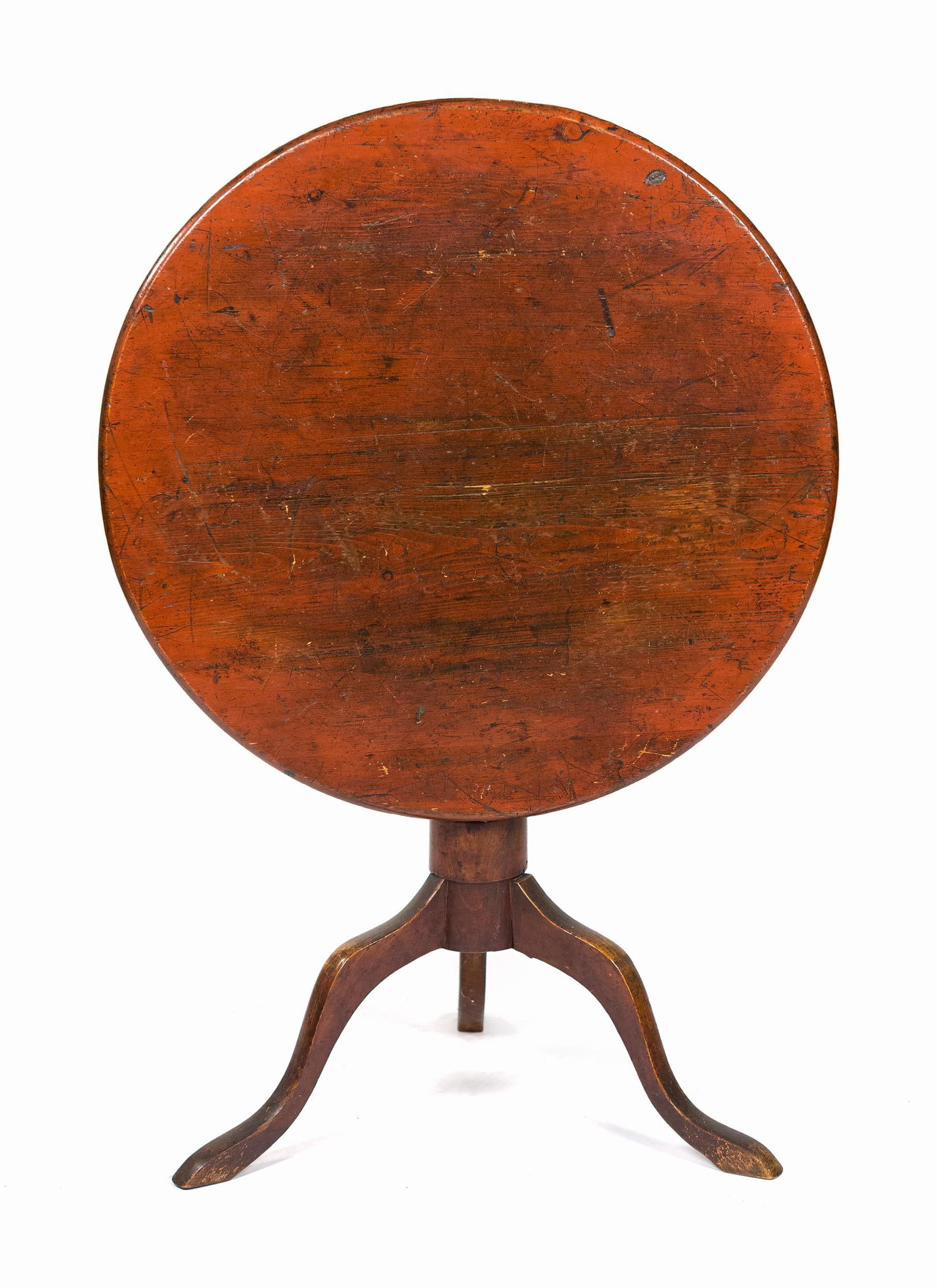 MID 19TH C. RED PAINTED TEA TABLE. (1 of 15)