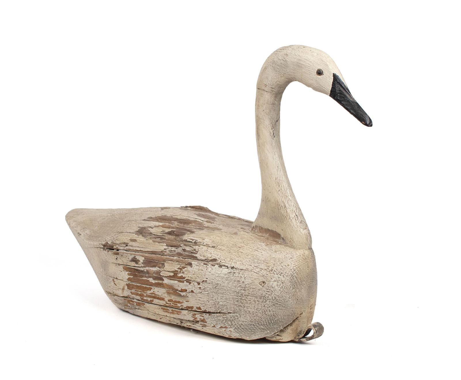 ANTIQUE CARVED AND PAINTED SWAN DECOY. (1 of 13)