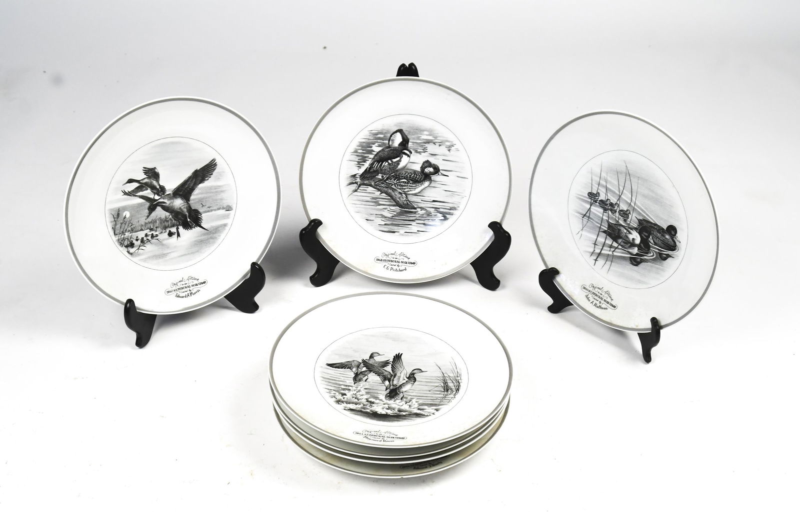 SIX ANTIQUE LIMOGE DUCK STAMP PLATES. (1 of 15)