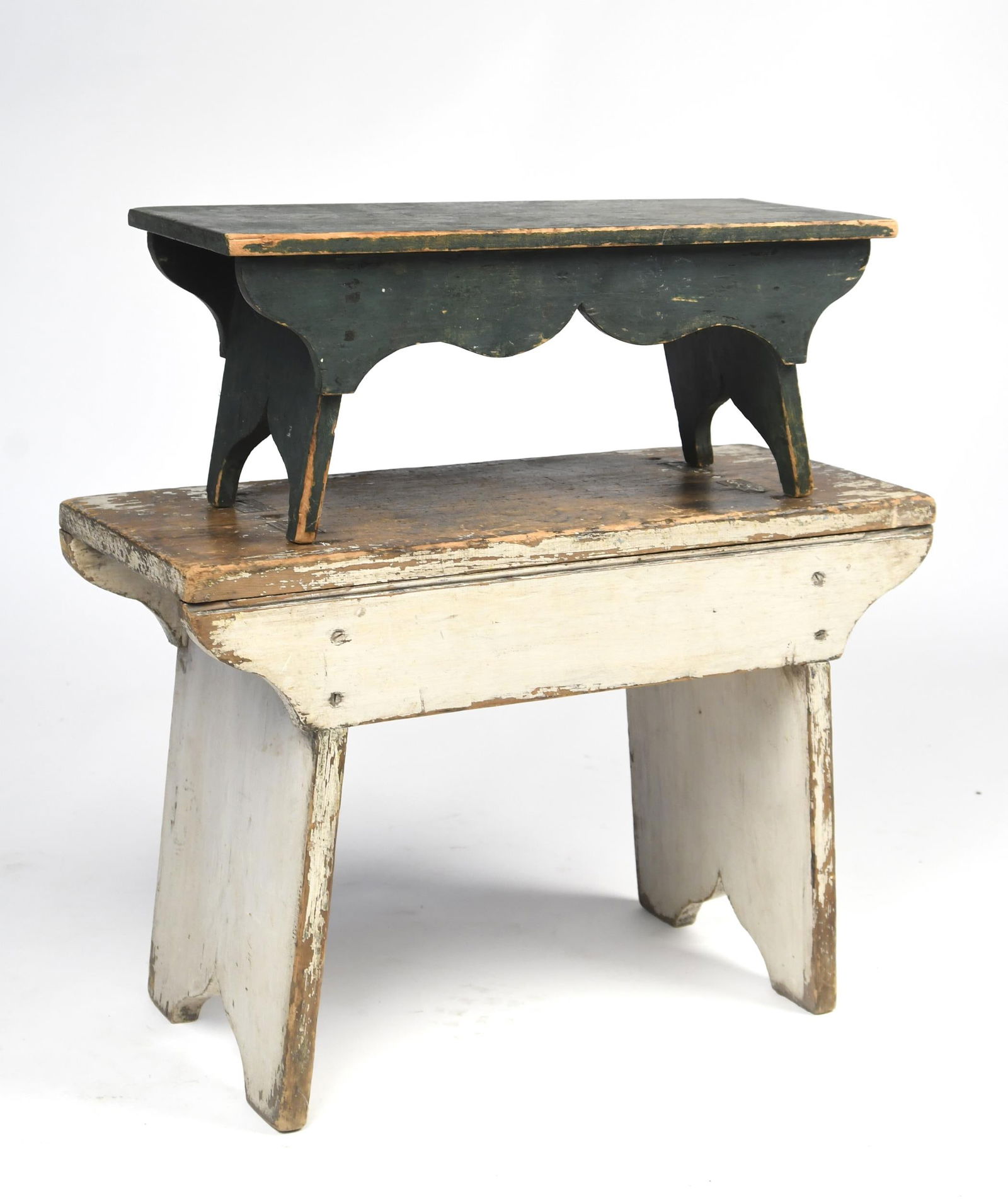 TWO 19TH C. PAINTED STOOLS. (1 of 12)