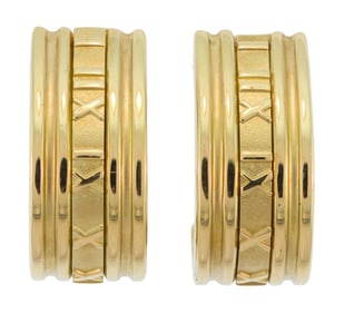 TIFFANY & CO. 18K YELLOW GOLD ATLAS EARRINGS.