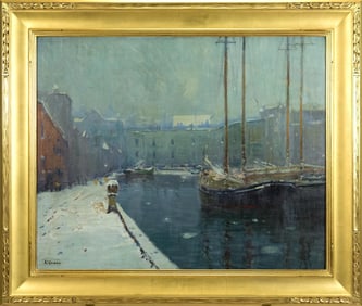 A.C. GOODWIN OIL ON CANVAS, BOSTON HARBOR.