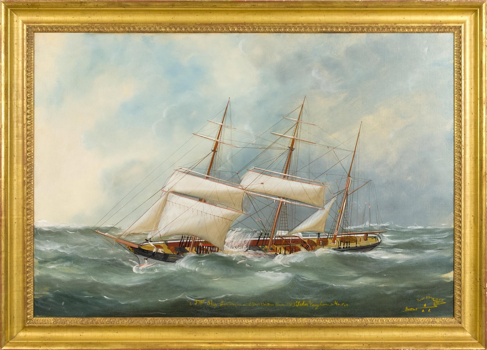 1890  VICTOR ADAM SHIP PAINTING. (1 of 7)