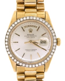 ROLEX 18K GOLD & DIAMOND PRESIDENTIAL WATCH.