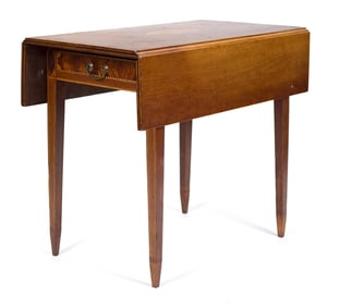 LEMUEL BISHOP VT INLAID PEMBROKE TABLE.