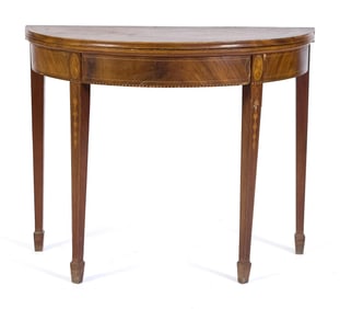 19TH C. BALTIMORE INLAID MAHOGANY CARD TABLE.