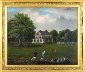 IMPORTANT 19TH C. SAVANNAH GEORGIA OIL ON CANVAS.