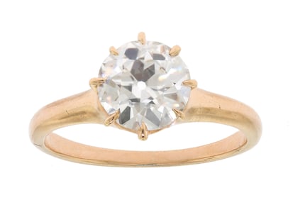 GOLD 1.30 CT OLD EUROPEAN CUT DIAMOND SOLITAIRE RING.