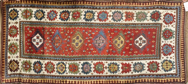 ANTIQUE ORIENTAL HALL RUNNER RUG.