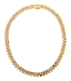 VINTAGE 18K YELLOW GOLD HONEYCOMB NECKLACE.