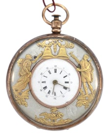 18K GOLD FRENCH AUTOMATON POCKET WATCH.