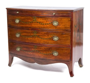 19TH C. ADAMS DECORATED SATINWOOD CHEST.