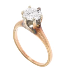 VINTAGE 14K GOLD 1.0 CT. DIAMOND SOLITAIRE RING.