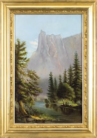 ROBERT MCCOMB OIL ON CANVAS, VIEW OF YOSEMITE.