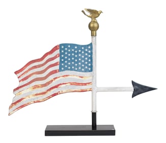 20TH C. PAINTED ZINC AMERICAN FLAG WEATHERVANE.