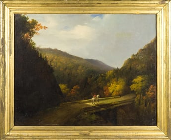 19TH C. HUDSON RIVER OIL ON CANVAS, CATSKILL CLOVE.