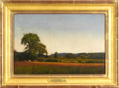 19TH C. OIL, CT LANDSCAPE, ATTRIB. J.M. HART.