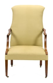 FEDERAL NH HEPPLEWHITE INLAID LOLLING CHAIR.