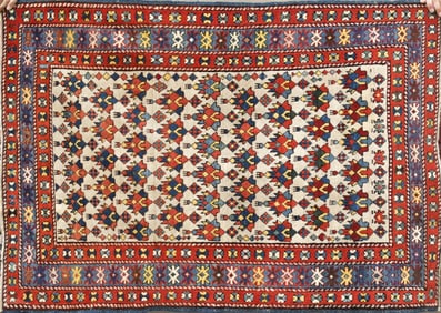 SMALL ANTIQUE ORIENTAL SCATTER RUG.