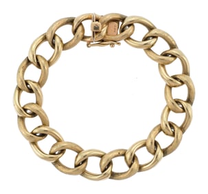 14K GOLD TEXTURED LINK BRACELET.