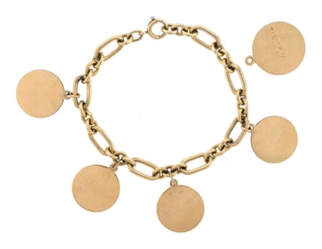 14K GOLD CHARM BRACELET.