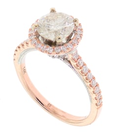 14K NATALIE K 1.20 CT. DIAMOND HALO ENGAGEMENT RING.