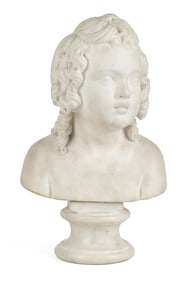 19TH C. AMERICAN SCHOOL MARBLE BUST, GIRL.