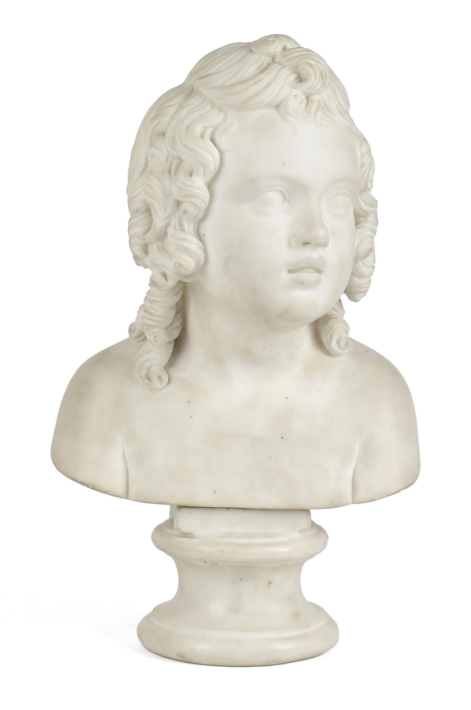 19TH C. AMERICAN SCHOOL MARBLE BUST, GIRL. (1 of 17)