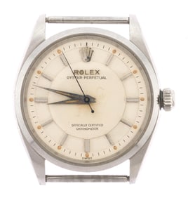 MEN'S ROLEX STAINLESS WATCH, CIRCA 1950-60, NO BAND.