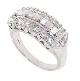 VINTAGE 14K GOLD DIAMOND BAND.