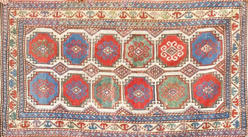 ANTIQUE ORIENTAL SCATTER RUG.