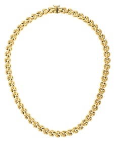 14K GOLD PANTHER LINK NECKLACE, 43 GRAMS.