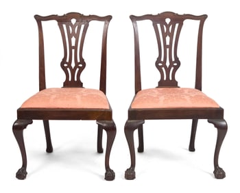 PR. 18TH C. CHIPPENDALE SIDE CHAIRS.